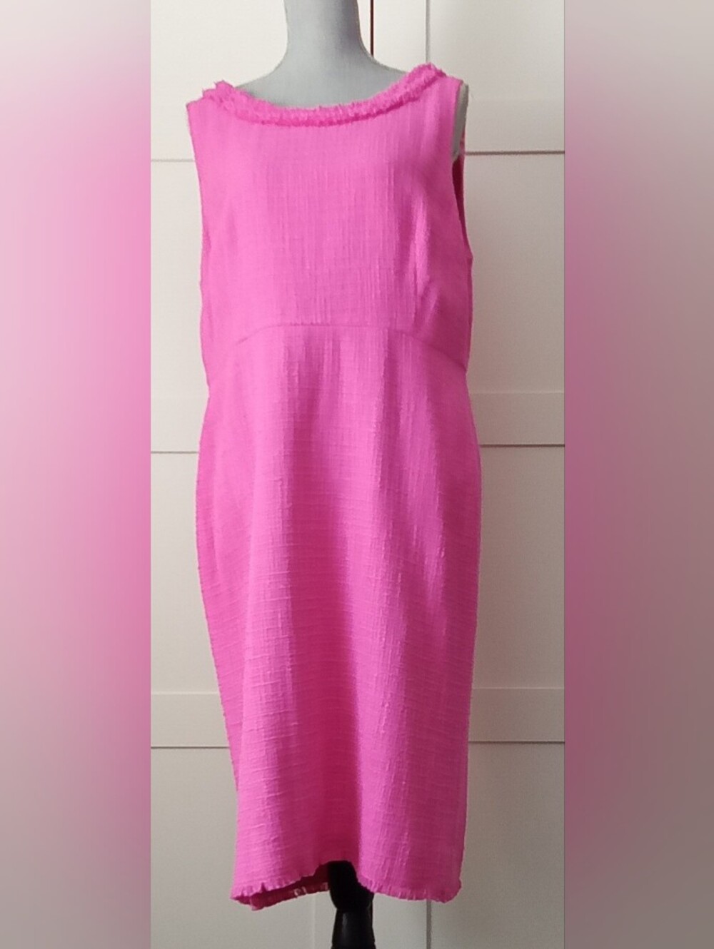 J. Crew Bright Pink Textured Sleeveless Shift Dress